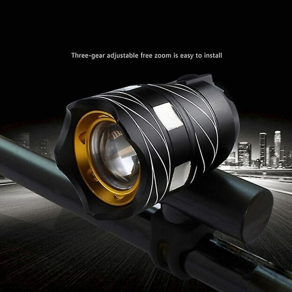 USB-oppladbar 300lm Xm-l LED sykkellys sykkelfrontlykt (gull)