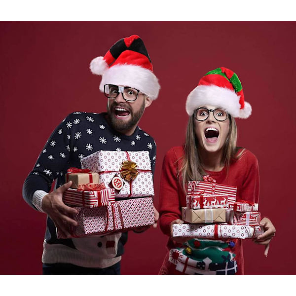 Jultomtehatt, Unisex-vuxen Tomtehatt Deluxe Sammet Jultomtehatt Dekorationer Presenter Kostym För Julparty Halloween Nyhet Randig Röd&