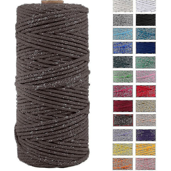 Makrame Snöre Tjock Naturlig Bomulls Snöre Garn Makrame Rep För Väggbonader Växt Hängare 3mm X 100m-Brun