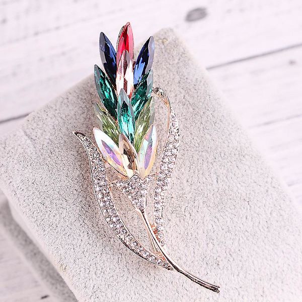 Rhinestone Vete Öra Brosch Pins för Kvinnor Kristall Rhinestone Blomma Broscher Pins Bröllop Fest Kavajslag Pins Elegant Klänning Tillbehör