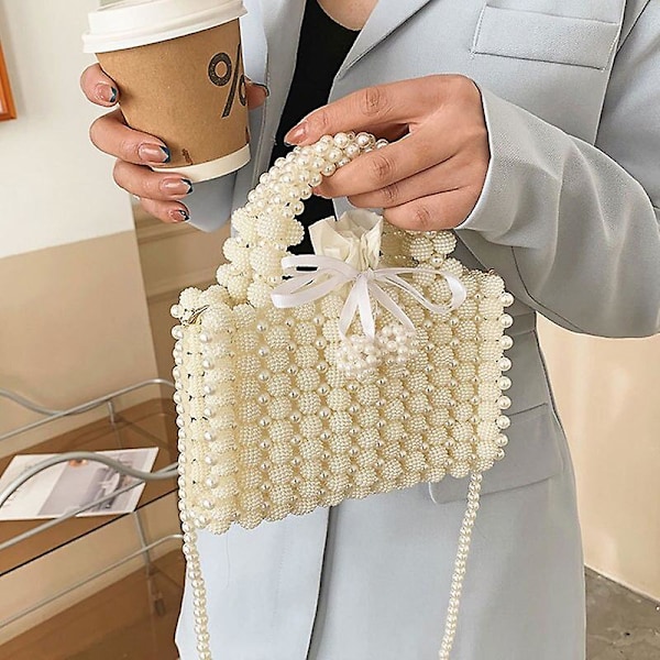 Handväska kvinnor pärla handgjord väska pärlor totes aftonväskor clutch plånbok magiska handväskor damer bröllop brud handväska festväska