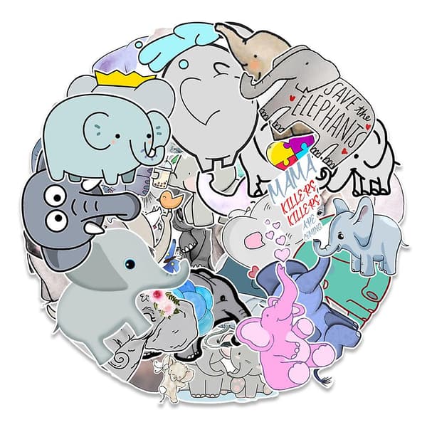 Elefant Vanntette Klistremerker 50stk
