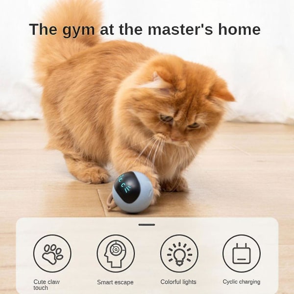 Magic Ball Cat Toy Elektrisk Intelligent Erting Cat Stick Magic Ball Selv Hei Kjedsomhet Lekeball（Gul）