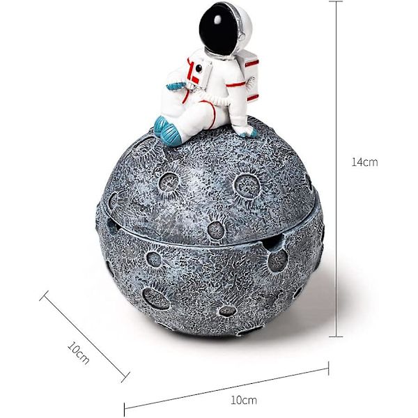 Askkopp i Astronautform av Resin med Lock, Modern Heminredning för Vardagsrum, Grå Astronaut Dekorativ Prydnad