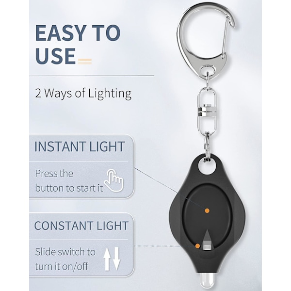 5 stk. Mini nøgleringslygte Ultra Bright LED nøgleringslygte, sort