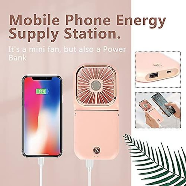 12,7 cm Mini Bärbar Fläkt Liten Batteridriven Fläkt 1 Som Powerbank, Telefonhållare, Bärbar Fläkt, Skrivbordsfläkt, Personliga USB Laddningsbara Fläktar, 3000 mAh P