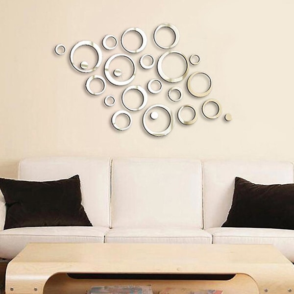 24 kpl/erä Tee itse 3d ympyrät peiliseinätarra Crystal Mural Tarra Kodinsisustus Olohuone Peilattu kodin koristetarra
