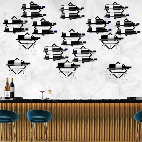 Hopfällbar väggmonterad rödvinshållare, ställ för vinglas, för hem, kök, bar, väggdekoration, (stil: Style3;）