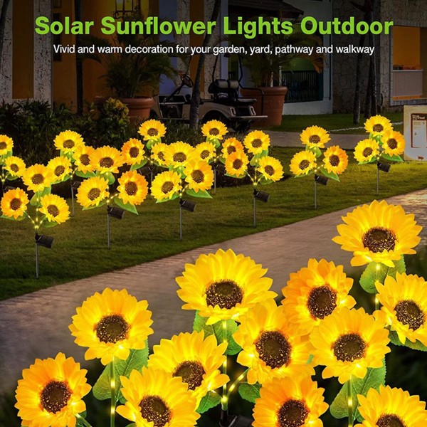 4st vattentät solros solenergi trädgårdslampa LED utomhusprydnad gräsmatta lampor（B）