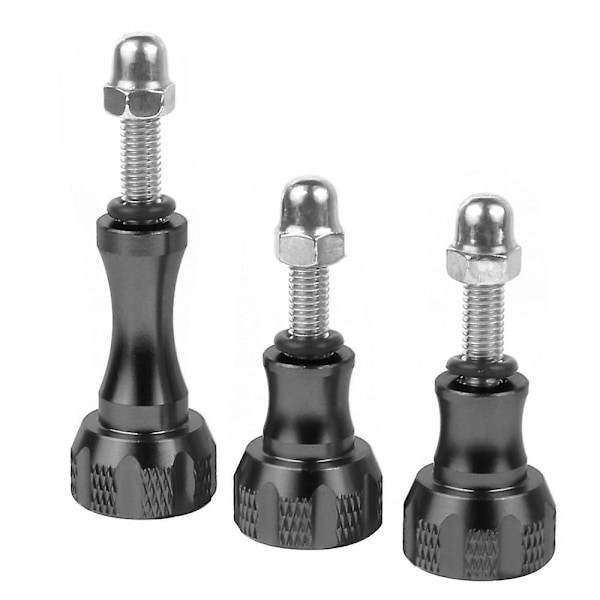 Bgning 3 st Cnc Aluminium Lång Kort Tumgrepp Bultmutter Adapter Skruvar Svart För Gopro Hero 8 7 6 5 4 Sjcam Eken Yi 4k Anslutning（Svart）