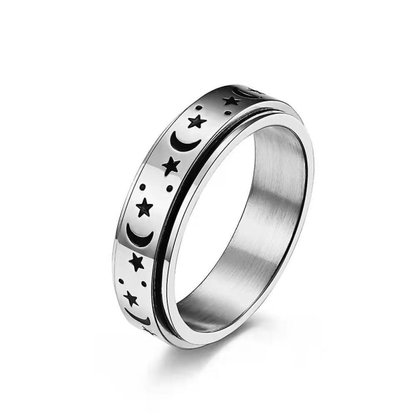 WABJTAM5 Par Ringer i rustfritt stål for kvinner Menn Ringer Ring Triple Interlocked Rolling Size Ring