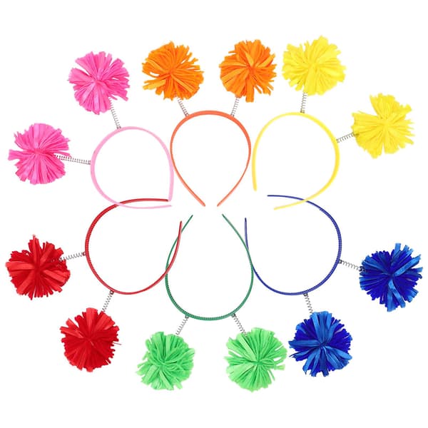 12 stk Pom Pom Hodebånd Festlige Bopper Hodebånd Pom Pom Hårstyling Tilbehør