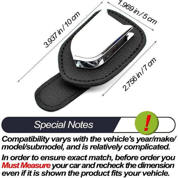2 pakker Bilbrilleholder Universal Car Visir Solbriller Holder Clip, Lær Brillehenger Billettkort Clip Mount for bilinteriørtilbehør(B
