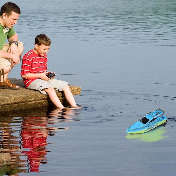 Fjärrstyrd båt för barn och vuxna, Rc-båtar 2,4 Ghz elektroniska fjärrkontrollbåtar, höghastighets Rc-racingbåt (blå)