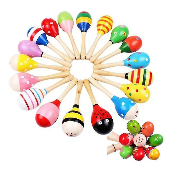 10 stk 11,5 cm Sjove børn Børn Maracas rangle shakers i træ Musikalsk pædagogisk legetøj