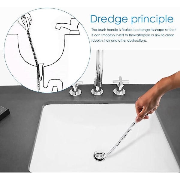45cm Flexibel Avloppsrengöringsborste för Vattenrör Dräneringsverktyg
