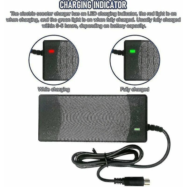 Lader for Xiaomi M365, 42V 2A Elektrisk Scooter Lader, Rask Batterilader for Xiaomi og Ninebot Scooter, Batteriadapter for Xiaomi M365 og Nin