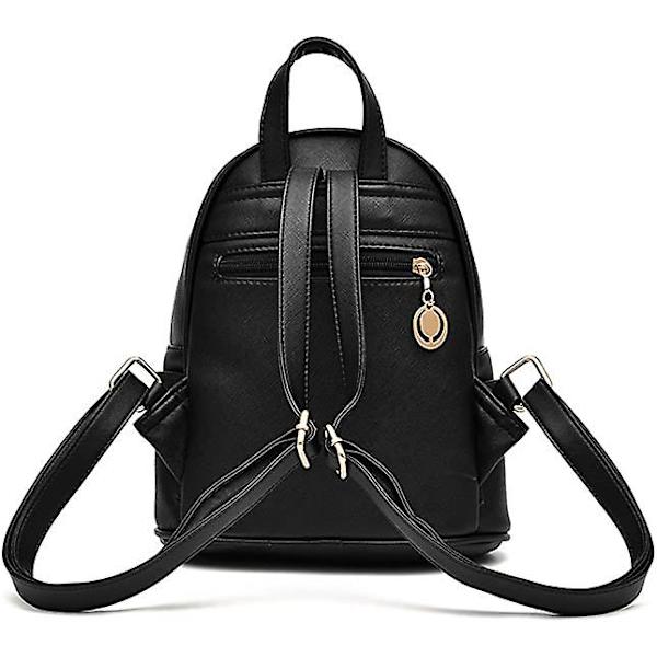 WABJTAMGirls Bow Cute Læder Rygsæk Mini Rygsæk Damepung, 22cm*15cm*26cm sort