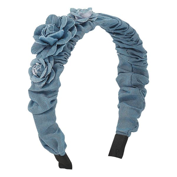 Denim Hodebånd Kvinner Rose Polstret Hodebånd Brede Hårbånd Blå