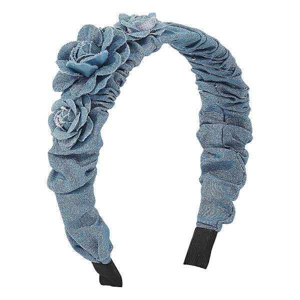 Denim Hovedbånd Kvinder Rose Polstret Hovedbånd Brede Hårbånd Blå