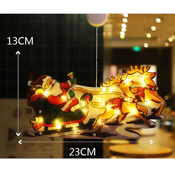 Juldekorationer LED-julljus med sugkopp Batteridriven Hängande Inomhusfönsterlampa