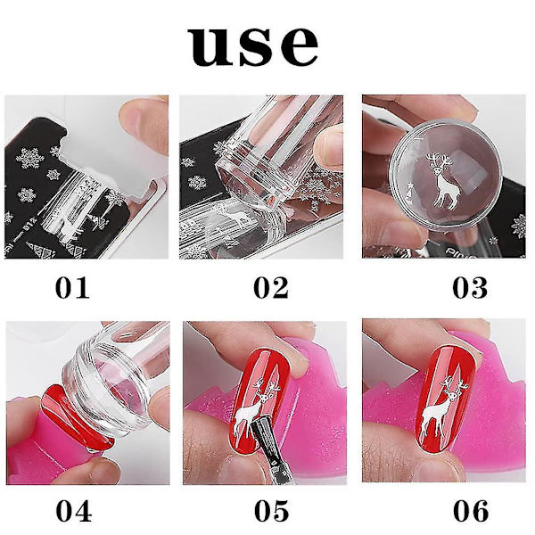 Nagelstämpel i silikon, transparent nagelstämpel i gelé med skrapa, transparent synlig kropp, ingen felplacering för DIY-nageldekor