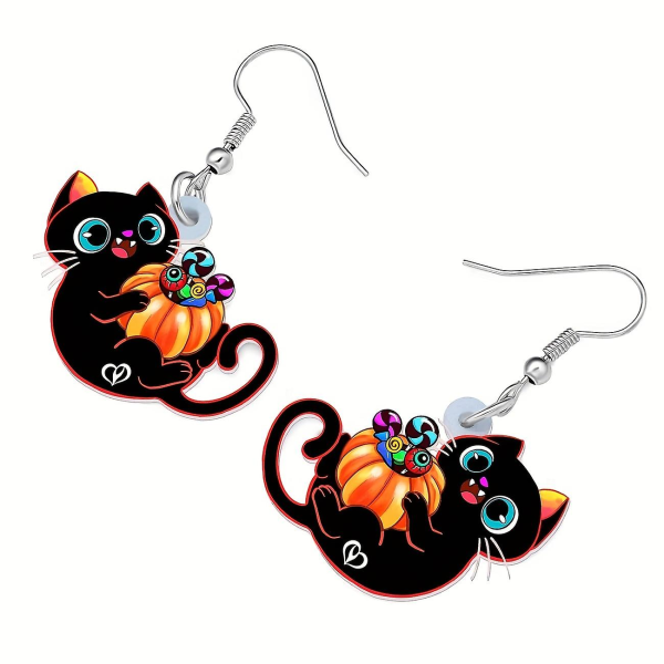 Halloween-korvakorut Halloween söpö musta kissa kurpitsalla riippukorvakorut seksikäs vapaa-ajan tyyli metalliseos 18k kullattu koru herkkä naislahja