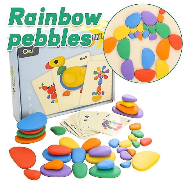 Rainbow Pebbles Kivien muotoiset palapelilelut lapsille Varhaiskasvatuslelut Lahjat
