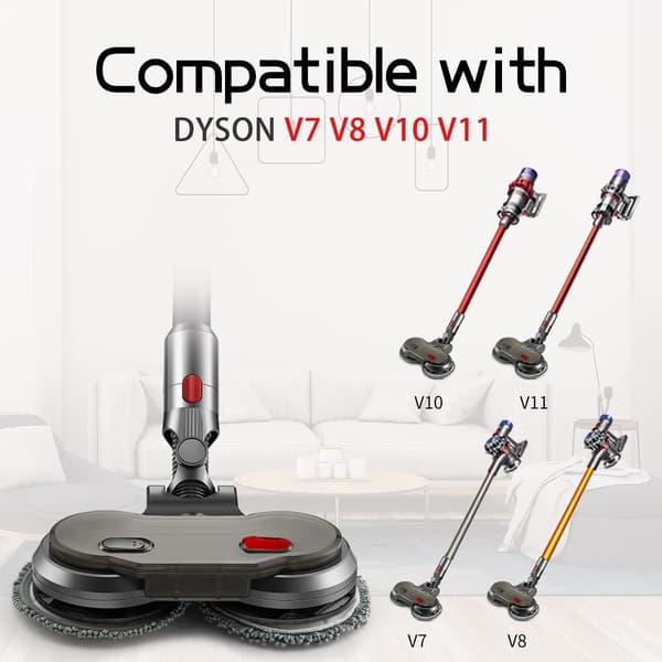 Elektrisk moppehoved til Dyson V7 V8 V10 V11 V15 støvsuger, våd og tør Dyson moppe og moppebørste