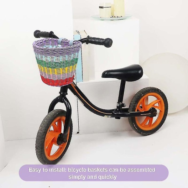 Håndvevd sykkelkurv Stor kapasitet Lysefarge Småbarn Tiny Tricycle frontkurv