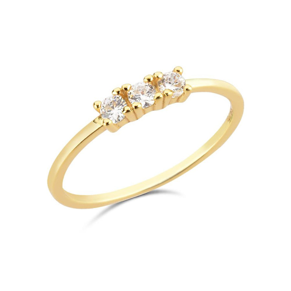 WABJTAMVintage Dame Ring med Kubiske Krystaller i 925 Sterling Sølvguld