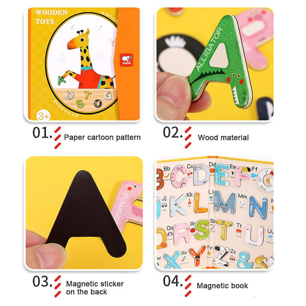 Jumbo Alfabet Bokstavspussel Färg Form Djur Igenkänning Stam Sticksåg Toddler Barn Förskola Lärande Pedagogiska leksaker Present