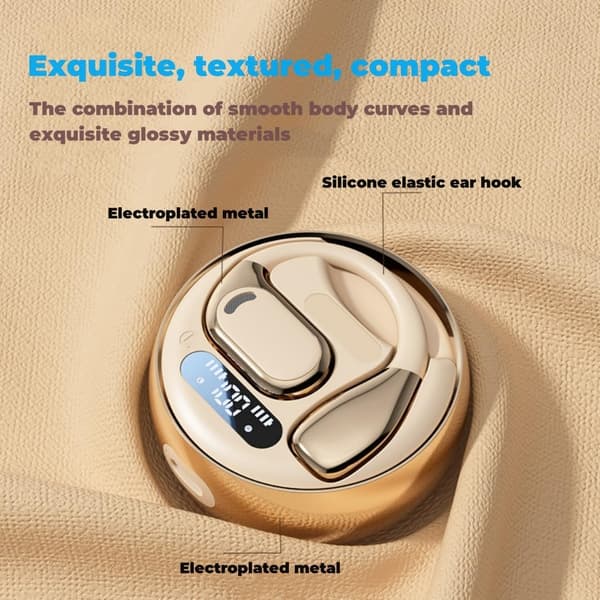 Bluetooth Open Ear Gaming Hodetelefoner, IPX5 Vanntette Støyreduserende Trådløse Bluetooth Ørepropper med Mikrofon for Android/iOS (Beige)