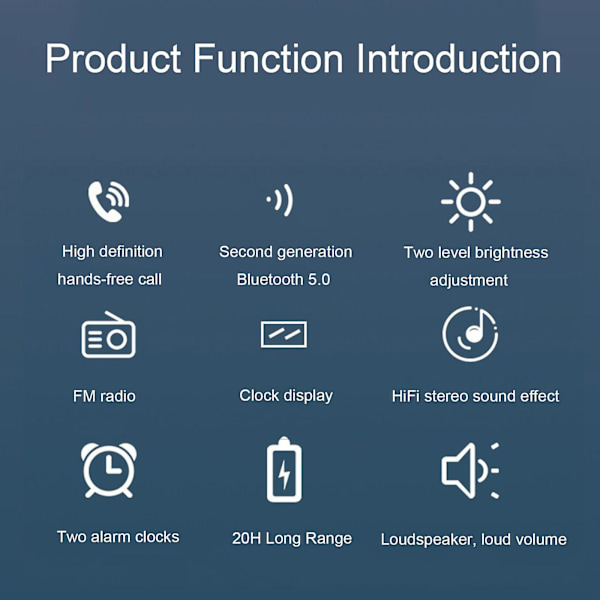 Utomhus intelligent Bluetooth-högtalare, hemklocka väckarklocka, multifunktionell liten högtalare, subwoofer med hög ljudkvalitet