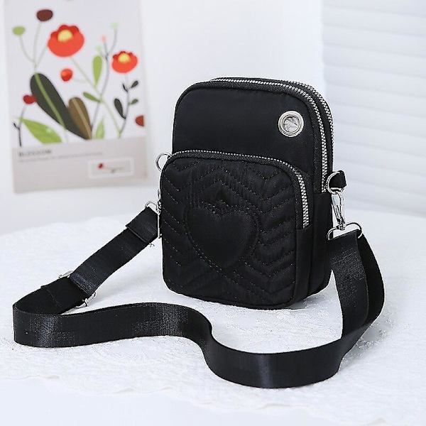 Handväska Dam Multifunktionell Pendlar Casual Liten Axelväska Nylon Mobiltelefon Myntväska Mode Bärbar Enkel Axelväska（svart）