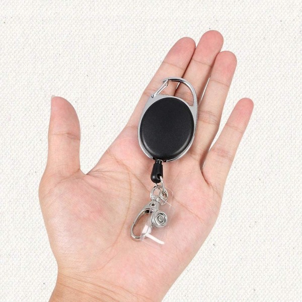 WABJTAM Retractable Key Holder - 68,5 cm pituus vahvistetulla jousella ja vahvalla narulla, henkilökorteille vyöklipsillä ja kiinnityskoukulla