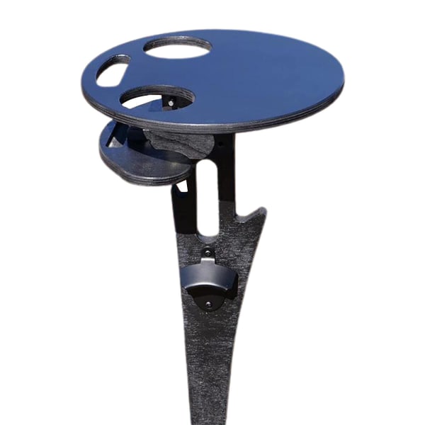 Bord - Utendørsbord som er enkle å bære med sammenleggbart rundt skrivebord i tre mini for hagereiser Bærbart vinglassstativ（Sort）