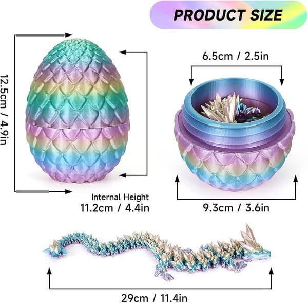 Påske Egg, 3D-trykt drage egg, krystall drage fidget leker, full ledd drage cry gave Cuma Grmez