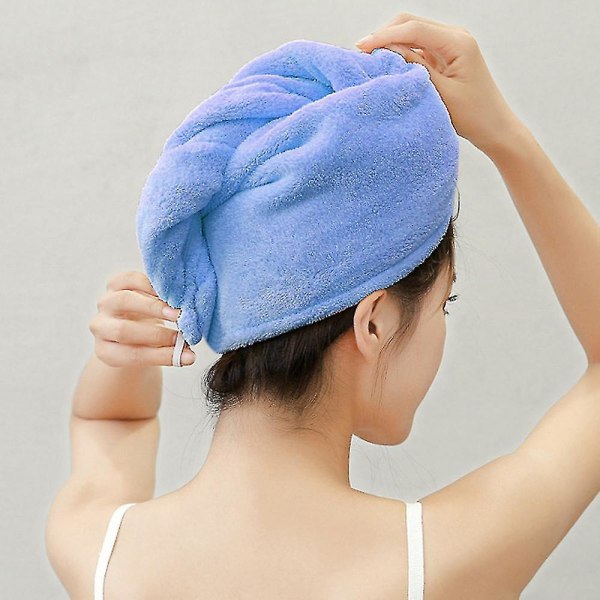 2-pak mikrofiber håndklædeindpakning til hår Hurtigt tørt hår Turban Blødt superabsorberende hårhåndklædeindpakning（Lyseblå - Let kaffe）