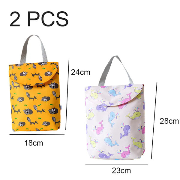 Återanvändbar hängande våt torr blöjpåse, badpåse, yogagymväska (2-pack, olika storlekar), (stil 1)