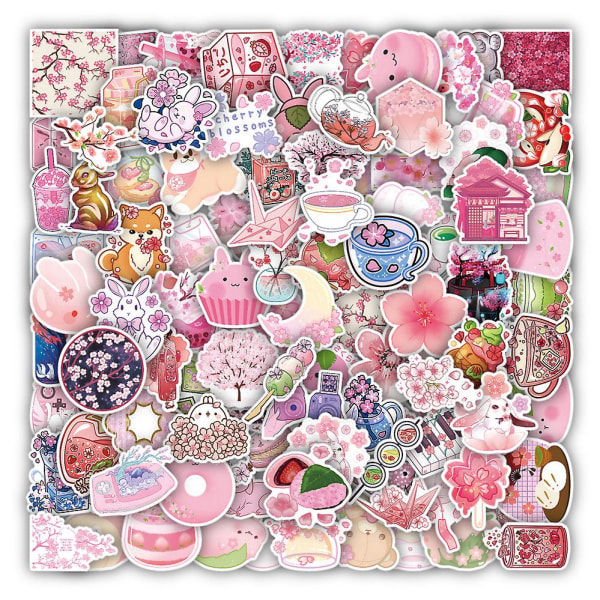 100 stk søde Sakura Graffiti Kawaii dekorationsmærkater