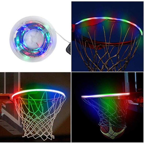 Lys opp Led Basketball Hoop Rim Light Basket Solenergi Fargeskiftende induksjonslampe Uteleker