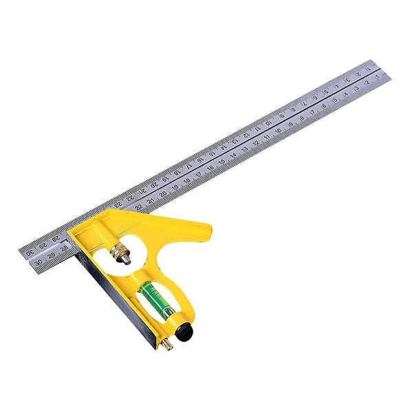 Høykvalitets måleverktøyskombinasjon vinkellinjal vinkelsøker (gul base 300 mm) (30,5 x 2,5 cm, som vist)