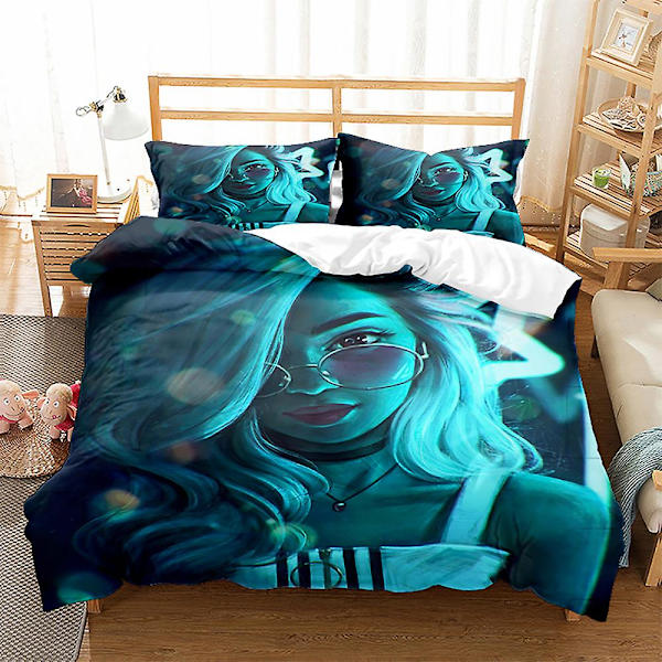 3D Digitaltryck Svart Flicka Quilt Cover Pillowcase Sängkläder Tre Delar Set FZN12 180*200cm -ZHENV（180*200cm）