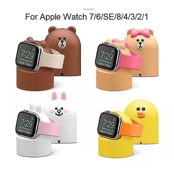 Apple Watch Stand Silikon Laddningsdocka Hållare Tillbehör Adaptrar medföljer ej-björn