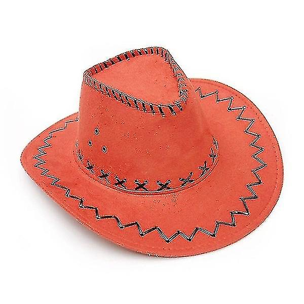 Stilful Unisex Cowboy Hat Faux Læder Europæiske Kasketter (orange)