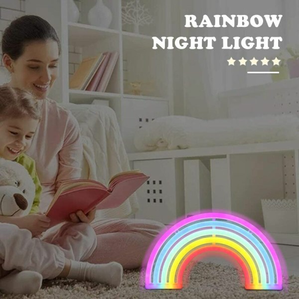 Regnbågslampa LED Neon Regnbågslampa Regnbågsnattlampa Flerfärgad Neonljus Neon LED-lampor Väggdekor Julfest Present till barn (Regnbåge)