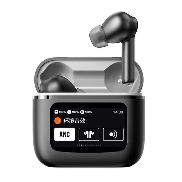 Bluetooth-hovedtelefoner HiFi Stereo, LED Smart Touch Screen Earbuds, ANC Støjreducerende Earbuds med mikrofon, In-Ear Hovedtelefoner til iOS/Android (sort)
