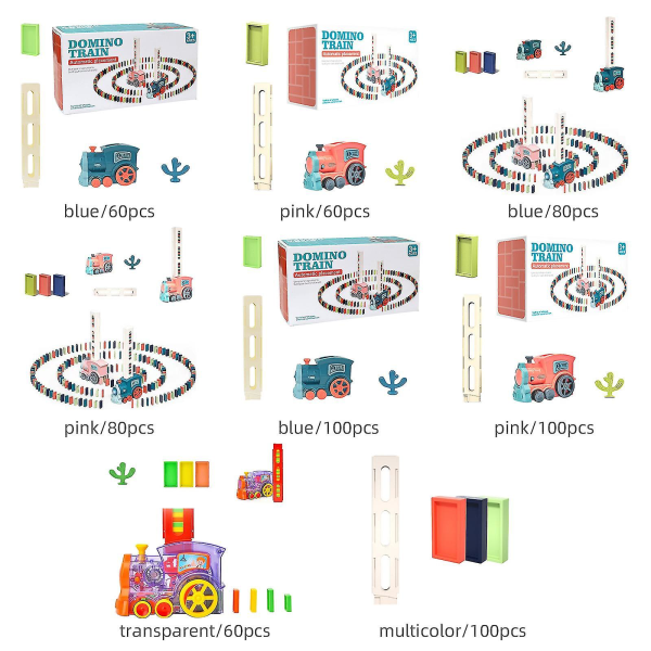 Automaattinen dominojuna - 60/80/100 kpl, päivitetty sähköinen junadominosetti lelut
