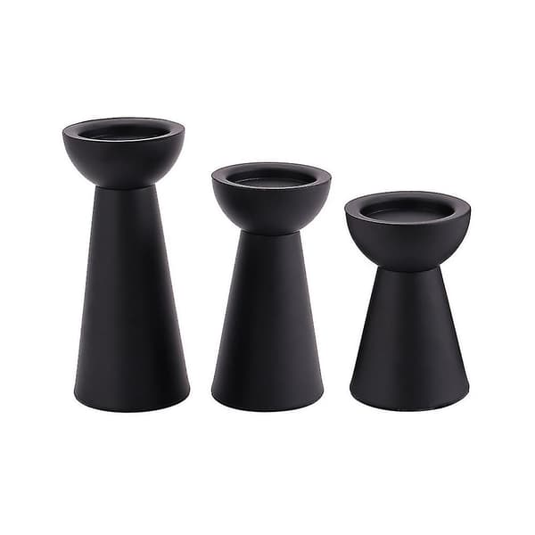 Svart Ljusstake Set Om 3